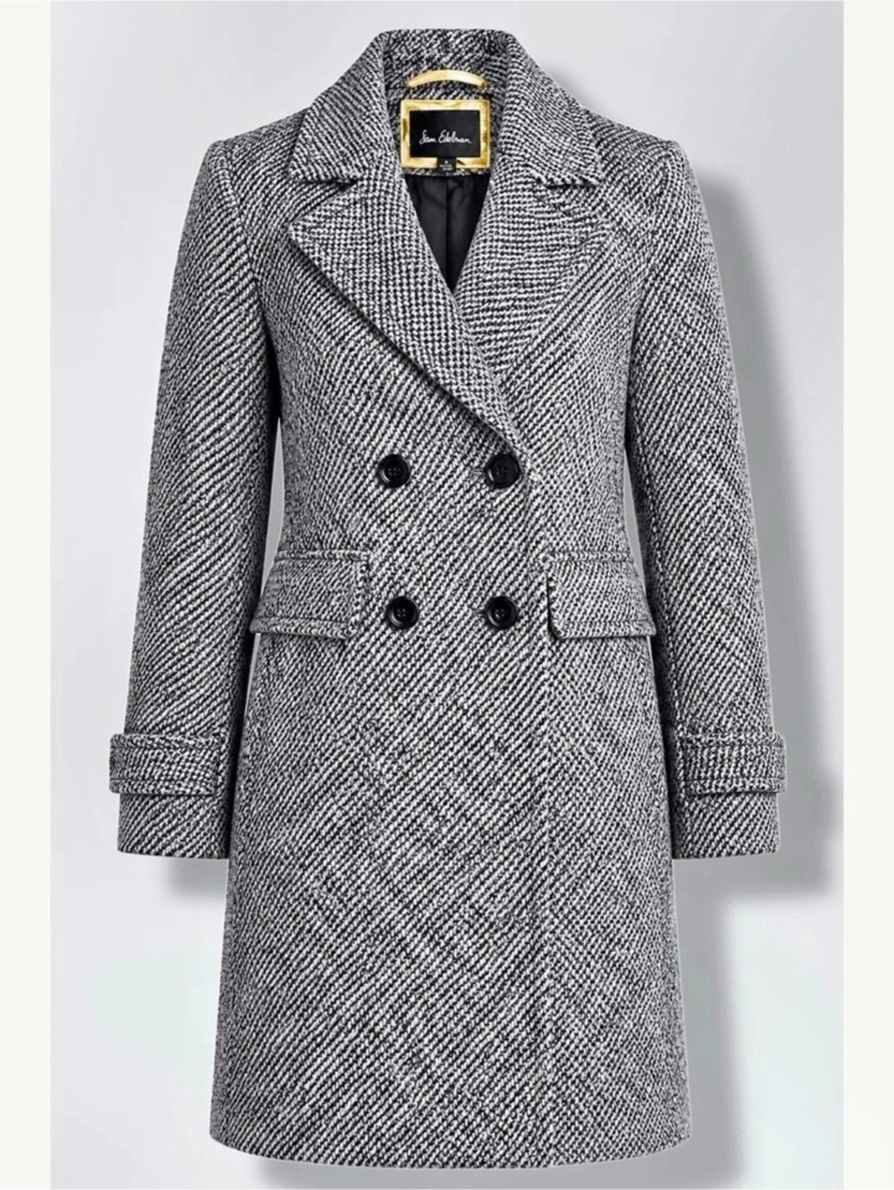 Sam Edelman Double Breasted Tweed Coat Grey Multi NWT